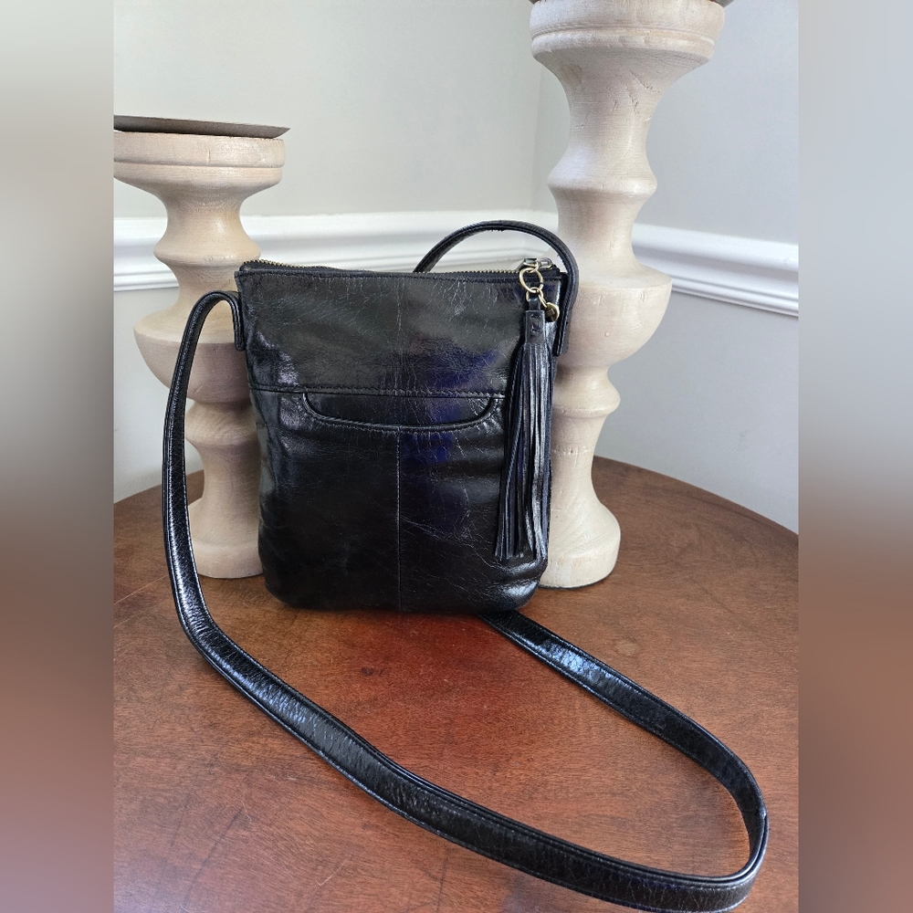 HOBO Black Leather Crossbody Bag with Minimalist Design